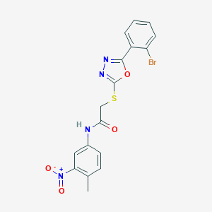 2-[[5-(2-bromophenyl)-1,3,4-oxadiazol-2-yl]sulfanyl]-N-(4-methyl-3-nitrophenyl)acetamide