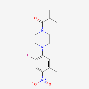 molecular formula C15H20FN3O3 B4093162 1-[4-(2-Fluoro-5-methyl-4-nitrophenyl)piperazin-1-yl]-2-methylpropan-1-one 