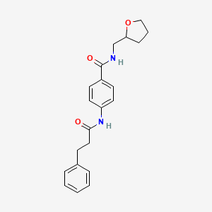 molecular formula C21H24N2O3 B4093187 4-[(3-phenylpropanoyl)amino]-N-(tetrahydro-2-furanylmethyl)benzamide 