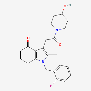 1-(2-fluorobenzyl)-3-[2-(4-hydroxy-1-piperidinyl)-2-oxoethyl]-2-methyl-1,5,6,7-tetrahydro-4H-indol-4-one