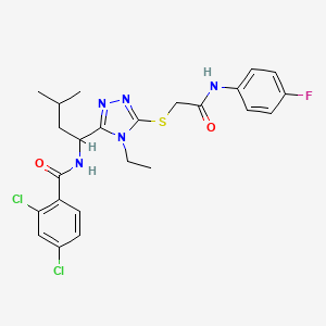 molecular formula C24H26Cl2FN5O2S B4093249 2,4-dichloro-N-{1-[4-ethyl-5-({2-[(4-fluorophenyl)amino]-2-oxoethyl}sulfanyl)-4H-1,2,4-triazol-3-yl]-3-methylbutyl}benzamide 