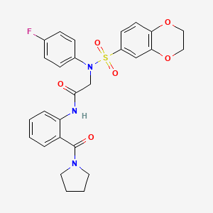 N~2~-(2,3-dihydro-1,4-benzodioxin-6-ylsulfonyl)-N~2~-(4-fluorophenyl)-N~1~-[2-(1-pyrrolidinylcarbonyl)phenyl]glycinamide