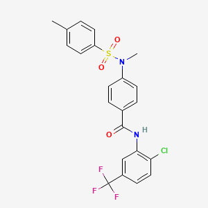 molecular formula C22H18ClF3N2O3S B4093283 N-[2-chloro-5-(trifluoromethyl)phenyl]-4-{methyl[(4-methylphenyl)sulfonyl]amino}benzamide 