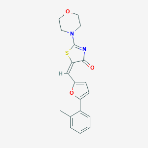 molecular formula C19H18N2O3S B409331 (E)-2-morpholino-5-((5-(o-tolyl)furan-2-yl)methylene)thiazol-4(5H)-one CAS No. 326617-74-7