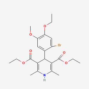 molecular formula C22H28BrNO6 B4093319 diethyl 4-(2-bromo-4-ethoxy-5-methoxyphenyl)-2,6-dimethyl-1,4-dihydro-3,5-pyridinedicarboxylate 