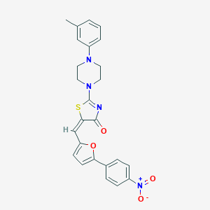 molecular formula C25H22N4O4S B409332 5-[(5-{4-nitrophenyl}-2-furyl)methylene]-2-[4-(3-methylphenyl)-1-piperazinyl]-1,3-thiazol-4(5H)-one 