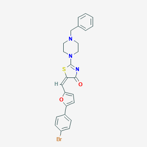 molecular formula C25H22BrN3O2S B409336 2-(4-benzyl-1-piperazinyl)-5-{[5-(4-bromophenyl)-2-furyl]methylene}-1,3-thiazol-4(5H)-one 