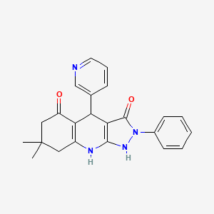 molecular formula C23H22N4O2 B4093390 3-HYDROXY-7,7-DIMETHYL-2-PHENYL-4-(3-PYRIDYL)-2,4,6,7,8,9-HEXAHYDRO-5H-PYRAZOLO[3,4-B]QUINOLIN-5-ONE 