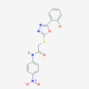 molecular formula C16H11BrN4O4S B409340 2-[[5-(2-bromophenyl)-1,3,4-oxadiazol-2-yl]sulfanyl]-N-(4-nitrophenyl)acetamide CAS No. 332114-32-6