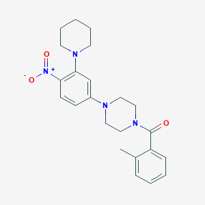 molecular formula C23H28N4O3 B4093415 1-(2-methylbenzoyl)-4-[4-nitro-3-(1-piperidinyl)phenyl]piperazine 