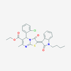 ethyl (2Z)-2-(1-butyl-2-oxoindol-3-ylidene)-5-(2-chlorophenyl)-7-methyl-3-oxo-5H-[1,3]thiazolo[3,2-a]pyrimidine-6-carboxylate