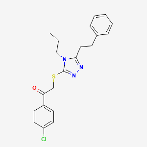 molecular formula C21H22ClN3OS B4093452 1-(4-chlorophenyl)-2-{[5-(2-phenylethyl)-4-propyl-4H-1,2,4-triazol-3-yl]thio}ethanone 