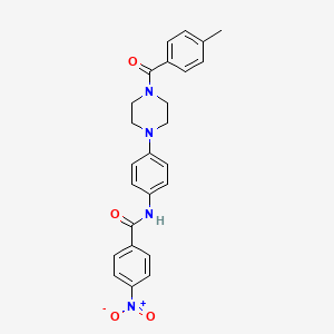 molecular formula C25H24N4O4 B4093488 N-{4-[4-(4-methylbenzoyl)-1-piperazinyl]phenyl}-4-nitrobenzamide 