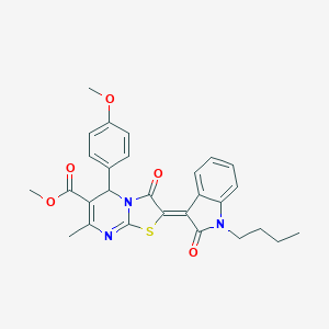 molecular formula C28H27N3O5S B409349 methyl (2Z)-2-(1-butyl-2-oxoindol-3-ylidene)-5-(4-methoxyphenyl)-7-methyl-3-oxo-5H-[1,3]thiazolo[3,2-a]pyrimidine-6-carboxylate CAS No. 324542-85-0