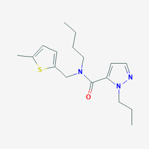 molecular formula C17H25N3OS B4093502 N-butyl-N-[(5-methyl-2-thienyl)methyl]-1-propyl-1H-pyrazole-5-carboxamide 