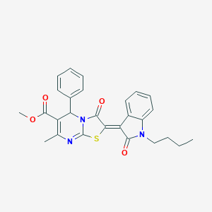 molecular formula C27H25N3O4S B409353 methyl (2Z)-2-(1-butyl-2-oxoindol-3-ylidene)-7-methyl-3-oxo-5-phenyl-5H-[1,3]thiazolo[3,2-a]pyrimidine-6-carboxylate CAS No. 324542-90-7