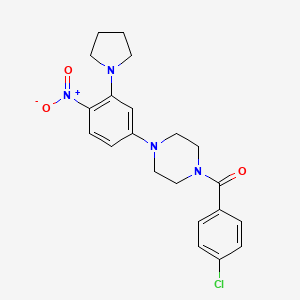 molecular formula C21H23ClN4O3 B4093532 1-(4-chlorobenzoyl)-4-[4-nitro-3-(1-pyrrolidinyl)phenyl]piperazine 