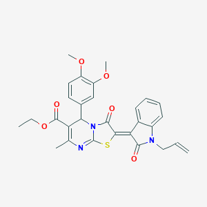 molecular formula C29H27N3O6S B409355 ethyl 2-(1-allyl-2-oxo-1,2-dihydro-3H-indol-3-ylidene)-5-(3,4-dimethoxyphenyl)-7-methyl-3-oxo-2,3-dihydro-5H-[1,3]thiazolo[3,2-a]pyrimidine-6-carboxylate 