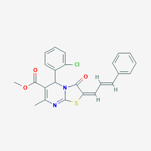 molecular formula C24H19ClN2O3S B409359 methyl 5-(2-chlorophenyl)-7-methyl-3-oxo-2-(3-phenyl-2-propenylidene)-2,3-dihydro-5H-[1,3]thiazolo[3,2-a]pyrimidine-6-carboxylate 
