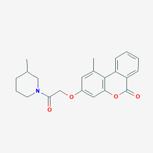 molecular formula C22H23NO4 B4093592 1-methyl-3-[2-(3-methylpiperidin-1-yl)-2-oxoethoxy]-6H-benzo[c]chromen-6-one 