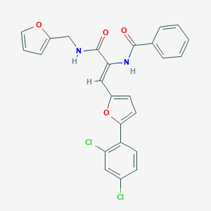 molecular formula C25H18Cl2N2O4 B409360 N-(2-[5-(2,4-dichlorophenyl)-2-furyl]-1-{[(2-furylmethyl)amino]carbonyl}vinyl)benzamide CAS No. 324561-77-5