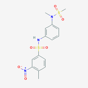 molecular formula C15H17N3O6S2 B4093623 4-methyl-N-{3-[methyl(methylsulfonyl)amino]phenyl}-3-nitrobenzenesulfonamide 