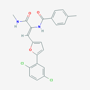 molecular formula C22H18Cl2N2O3 B409363 N-{2-[5-(2,5-dichlorophenyl)-2-furyl]-1-[(methylamino)carbonyl]vinyl}-4-methylbenzamide 