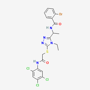 molecular formula C21H19BrCl3N5O2S B4093632 2-bromo-N-{1-[4-ethyl-5-({2-oxo-2-[(2,4,5-trichlorophenyl)amino]ethyl}sulfanyl)-4H-1,2,4-triazol-3-yl]ethyl}benzamide 