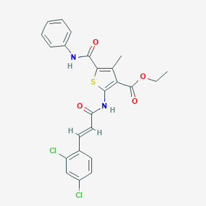molecular formula C24H20Cl2N2O4S B409364 Ethyl 5-(anilinocarbonyl)-2-{[3-(2,4-dichlorophenyl)acryloyl]amino}-4-methyl-3-thiophenecarboxylate 