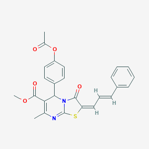 methyl (2E)-5-(4-acetyloxyphenyl)-7-methyl-3-oxo-2-[(E)-3-phenylprop-2-enylidene]-5H-[1,3]thiazolo[3,2-a]pyrimidine-6-carboxylate