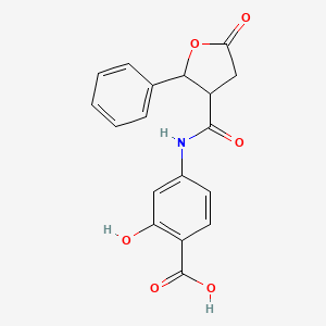 molecular formula C18H15NO6 B4093673 2-hydroxy-4-{[(5-oxo-2-phenyltetrahydro-3-furanyl)carbonyl]amino}benzoic acid 