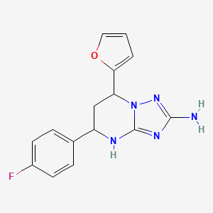 molecular formula C15H14FN5O B4093697 5-(4-Fluorophenyl)-7-(furan-2-yl)-4,5,6,7-tetrahydro[1,2,4]triazolo[1,5-a]pyrimidin-2-amine 