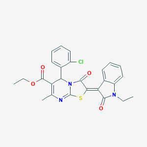 molecular formula C26H22ClN3O4S B409371 ethyl (2Z)-5-(2-chlorophenyl)-2-(1-ethyl-2-oxoindol-3-ylidene)-7-methyl-3-oxo-5H-[1,3]thiazolo[3,2-a]pyrimidine-6-carboxylate CAS No. 324566-00-9