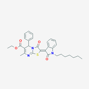 ethyl (2Z)-2-(1-heptyl-2-oxoindol-3-ylidene)-7-methyl-3-oxo-5-phenyl-5H-[1,3]thiazolo[3,2-a]pyrimidine-6-carboxylate