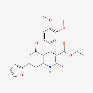 molecular formula C25H27NO6 B4093815 Ethyl 4-(3,4-dimethoxyphenyl)-7-(furan-2-yl)-2-methyl-5-oxo-1,4,5,6,7,8-hexahydroquinoline-3-carboxylate 