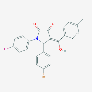 molecular formula C24H17BrFNO3 B409385 5-(4-bromophenyl)-1-(4-fluorophenyl)-3-hydroxy-4-(4-methylbenzoyl)-1,5-dihydro-2H-pyrrol-2-one CAS No. 332125-48-1
