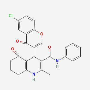 4-(6-chloro-4-oxo-4H-chromen-3-yl)-2-methyl-5-oxo-N-phenyl-1,4,5,6,7,8-hexahydroquinoline-3-carboxamide