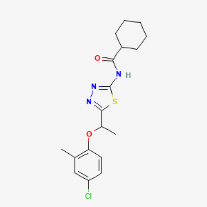 molecular formula C18H22ClN3O2S B4093904 N-[5-[1-(4-chloro-2-methylphenoxy)ethyl]-1,3,4-thiadiazol-2-yl]cyclohexanecarboxamide 