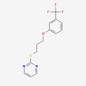 molecular formula C14H13F3N2OS B4093932 2-[3-[3-(Trifluoromethyl)phenoxy]propylsulfanyl]pyrimidine 