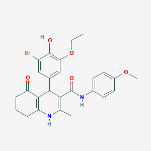 molecular formula C26H27BrN2O5 B4093939 4-(3-bromo-5-ethoxy-4-hydroxyphenyl)-N-(4-methoxyphenyl)-2-methyl-5-oxo-1,4,5,6,7,8-hexahydro-3-quinolinecarboxamide 