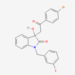 molecular formula C23H17BrFNO3 B4093950 3-[2-(4-bromophenyl)-2-oxoethyl]-1-(3-fluorobenzyl)-3-hydroxy-1,3-dihydro-2H-indol-2-one 