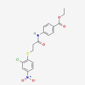 molecular formula C18H17ClN2O5S B4094030 ethyl 4-({3-[(2-chloro-4-nitrophenyl)thio]propanoyl}amino)benzoate 