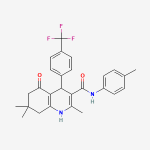 molecular formula C27H27F3N2O2 B4094076 2,7,7-trimethyl-N-(4-methylphenyl)-5-oxo-4-[4-(trifluoromethyl)phenyl]-1,4,5,6,7,8-hexahydroquinoline-3-carboxamide 