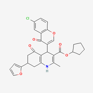 cyclopentyl 4-(6-chloro-4-oxo-4H-chromen-3-yl)-7-(furan-2-yl)-2-methyl-5-oxo-1,4,5,6,7,8-hexahydroquinoline-3-carboxylate