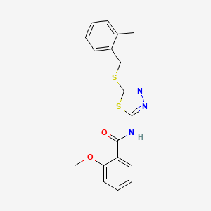 molecular formula C18H17N3O2S2 B4094099 2-methoxy-N-{5-[(2-methylbenzyl)thio]-1,3,4-thiadiazol-2-yl}benzamide 