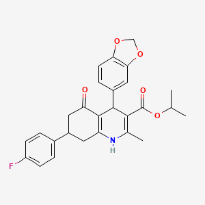 molecular formula C27H26FNO5 B4094173 isopropyl 4-(1,3-benzodioxol-5-yl)-7-(4-fluorophenyl)-2-methyl-5-oxo-1,4,5,6,7,8-hexahydro-3-quinolinecarboxylate 