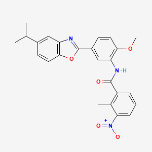 N-{2-methoxy-5-[5-(propan-2-yl)-1,3-benzoxazol-2-yl]phenyl}-2-methyl-3-nitrobenzamide