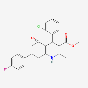 molecular formula C24H21ClFNO3 B4094221 Methyl 4-(2-chlorophenyl)-7-(4-fluorophenyl)-2-methyl-5-oxo-1,4,5,6,7,8-hexahydroquinoline-3-carboxylate 