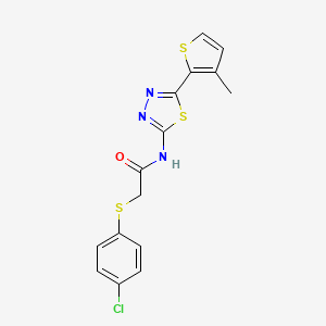 2-(4-chlorophenyl)sulfanyl-N-[5-(3-methylthiophen-2-yl)-1,3,4-thiadiazol-2-yl]acetamide