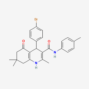 molecular formula C26H27BrN2O2 B4094350 4-(4-bromophenyl)-2,7,7-trimethyl-N-(4-methylphenyl)-5-oxo-1,4,5,6,7,8-hexahydro-3-quinolinecarboxamide 